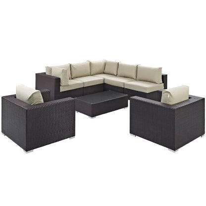 Modway - Convene 8 Piece Outdoor Patio Sectional Set by Modway  Outdoor Furniture Sofa Sectionals Brown - EEI-2203-EXP-BEI-SET