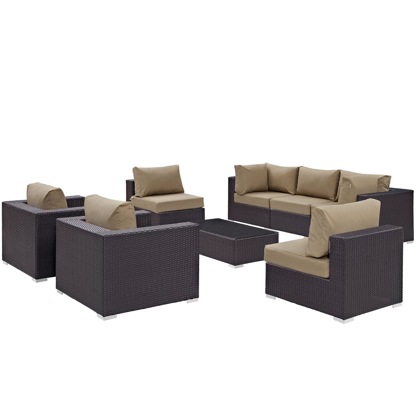 Modway - Convene 8 Piece Outdoor Patio Sectional Set by Modway  Outdoor Furniture Sofa Sectionals Brown - EEI-2203-EXP-MOC-SET