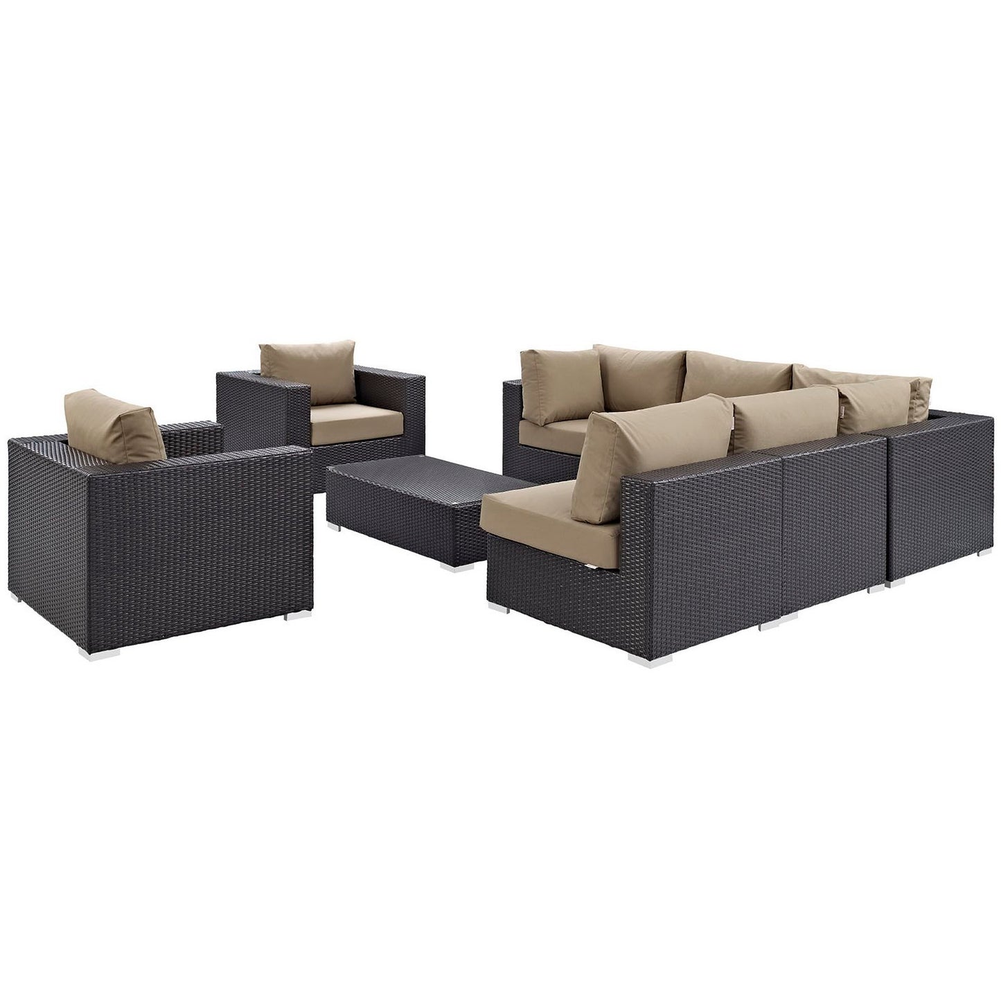 Modway - Convene 8 Piece Outdoor Patio Sectional Set by Modway  Outdoor Furniture Sofa Sectionals Brown - EEI-2203-EXP-MOC-SET