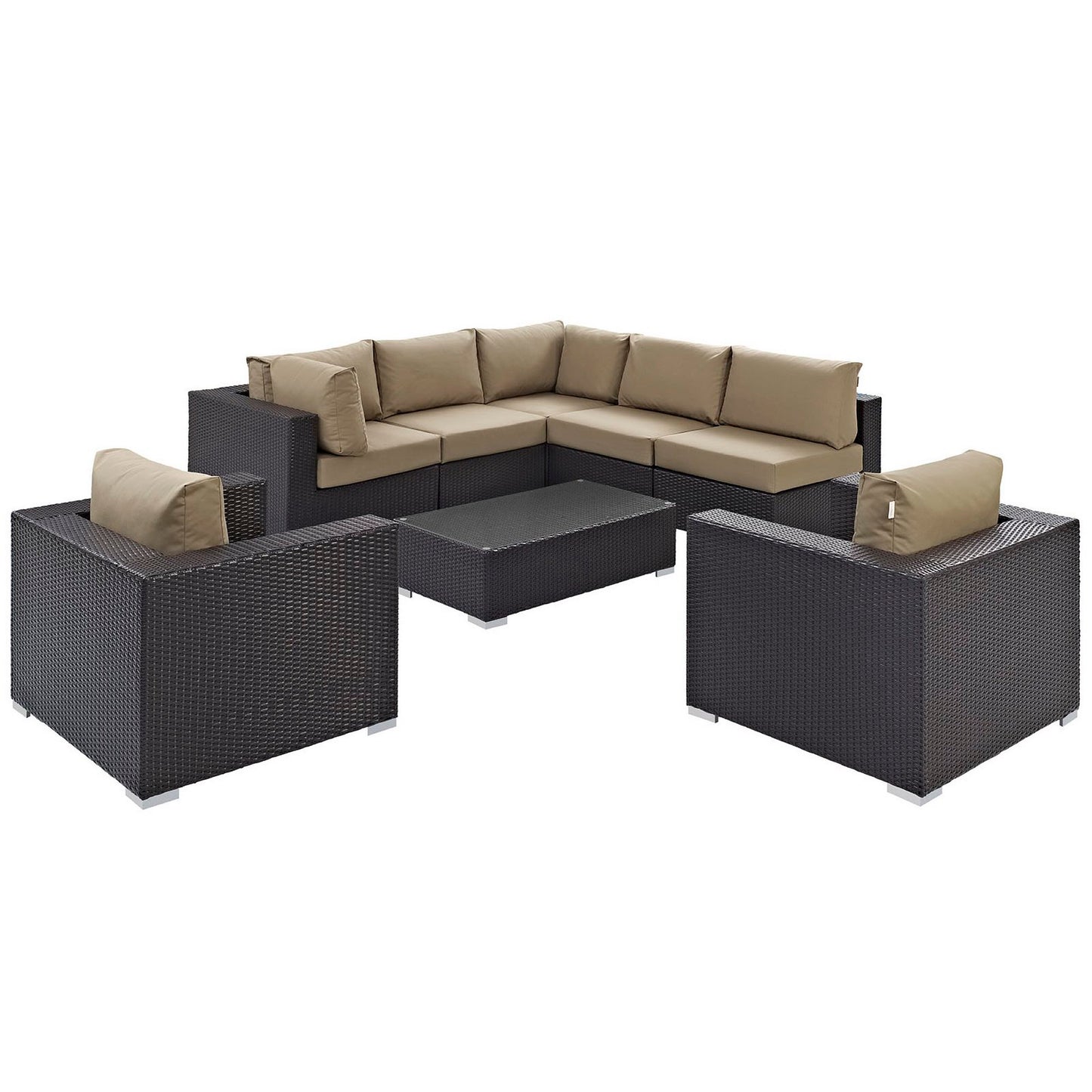 Modway - Convene 8 Piece Outdoor Patio Sectional Set by Modway  Outdoor Furniture Sofa Sectionals Brown - EEI-2203-EXP-MOC-SET