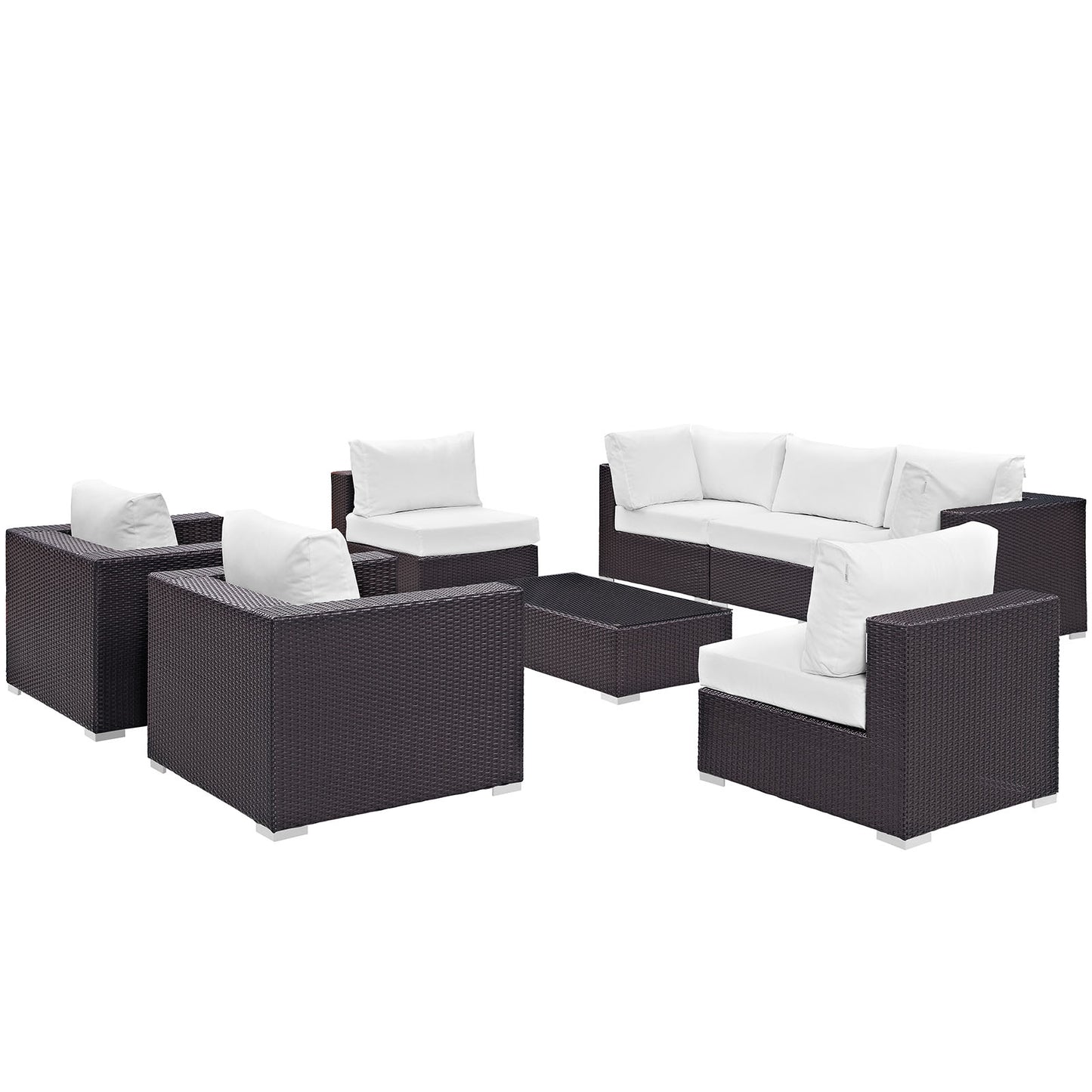 Modway - Convene 8 Piece Outdoor Patio Sectional Set by Modway  Outdoor Furniture Sofa Sectionals White - EEI-2203-EXP-WHI-SET
