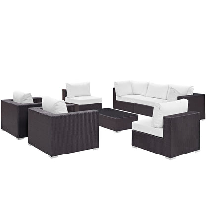 Modway - Convene 8 Piece Outdoor Patio Sectional Set by Modway  Outdoor Furniture Sofa Sectionals White - EEI-2203-EXP-WHI-SET