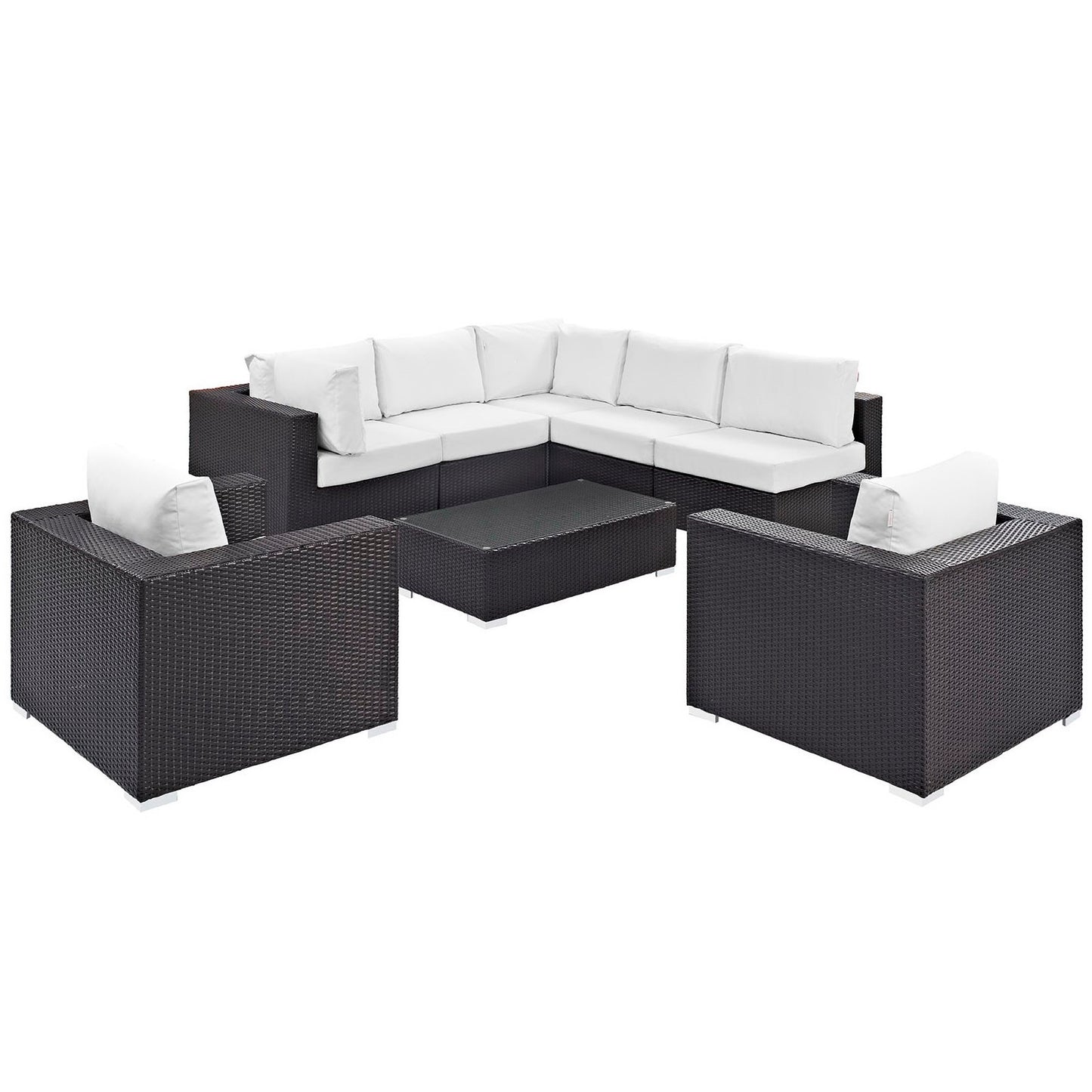Modway - Convene 8 Piece Outdoor Patio Sectional Set by Modway  Outdoor Furniture Sofa Sectionals White - EEI-2203-EXP-WHI-SET