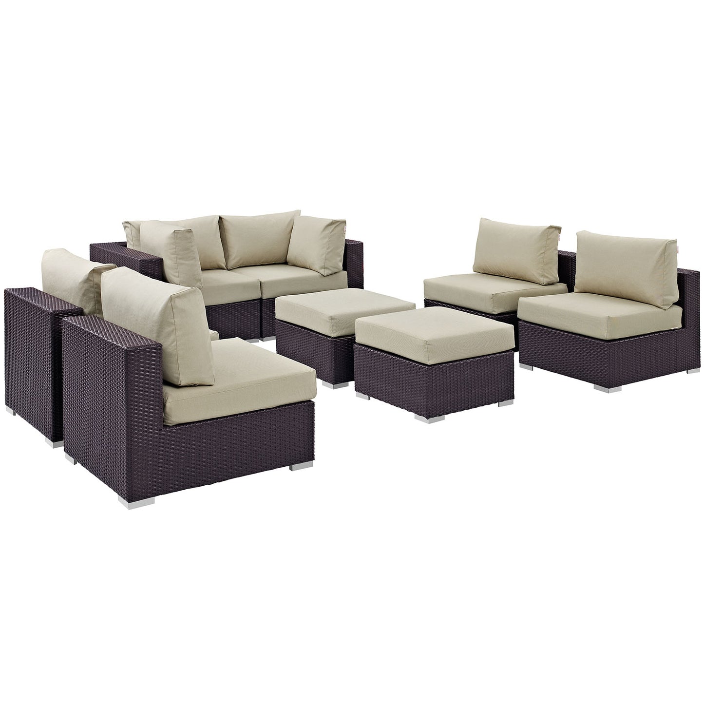 Modway - Convene 8 Piece Outdoor Patio Sectional Set by Modway  Outdoor Furniture Sofa Sectionals Brown - EEI-2204-EXP-BEI-SET
