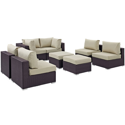Modway - Convene 8 Piece Outdoor Patio Sectional Set by Modway  Outdoor Furniture Sofa Sectionals Brown - EEI-2204-EXP-BEI-SET