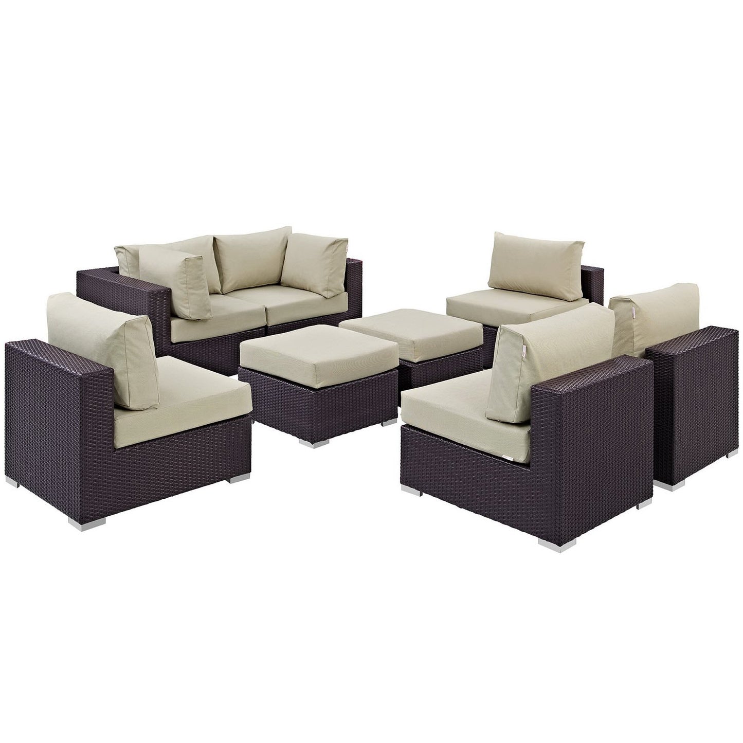 Modway - Convene 8 Piece Outdoor Patio Sectional Set by Modway  Outdoor Furniture Sofa Sectionals Brown - EEI-2204-EXP-BEI-SET