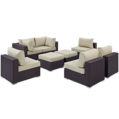 Modway - Convene 8 Piece Outdoor Patio Sectional Set by Modway  Outdoor Furniture Sofa Sectionals Brown - EEI-2204-EXP-BEI-SET