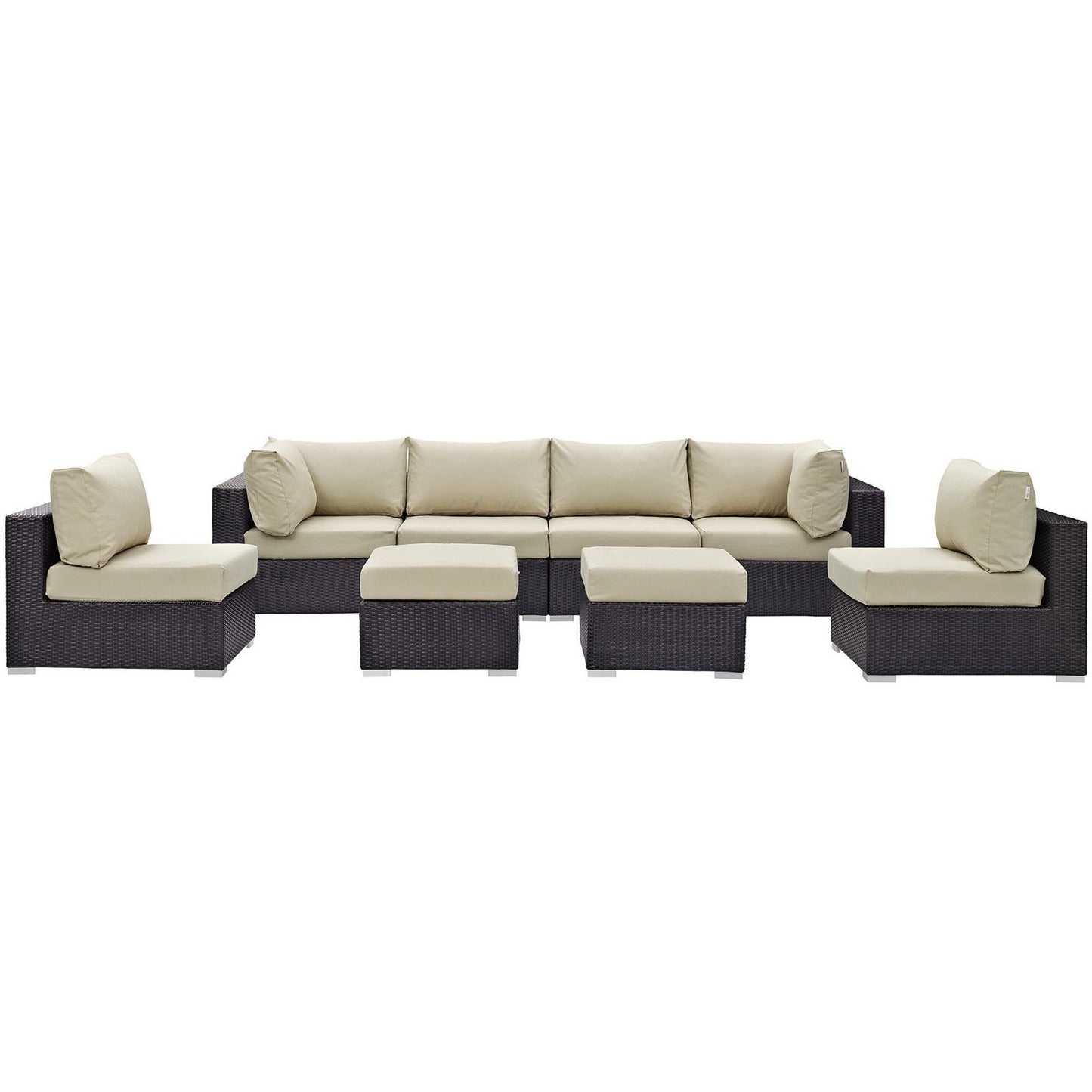 Modway - Convene 8 Piece Outdoor Patio Sectional Set by Modway  Outdoor Furniture Sofa Sectionals Brown - EEI-2204-EXP-BEI-SET