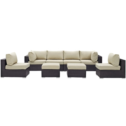 Modway - Convene 8 Piece Outdoor Patio Sectional Set by Modway  Outdoor Furniture Sofa Sectionals Brown - EEI-2204-EXP-BEI-SET