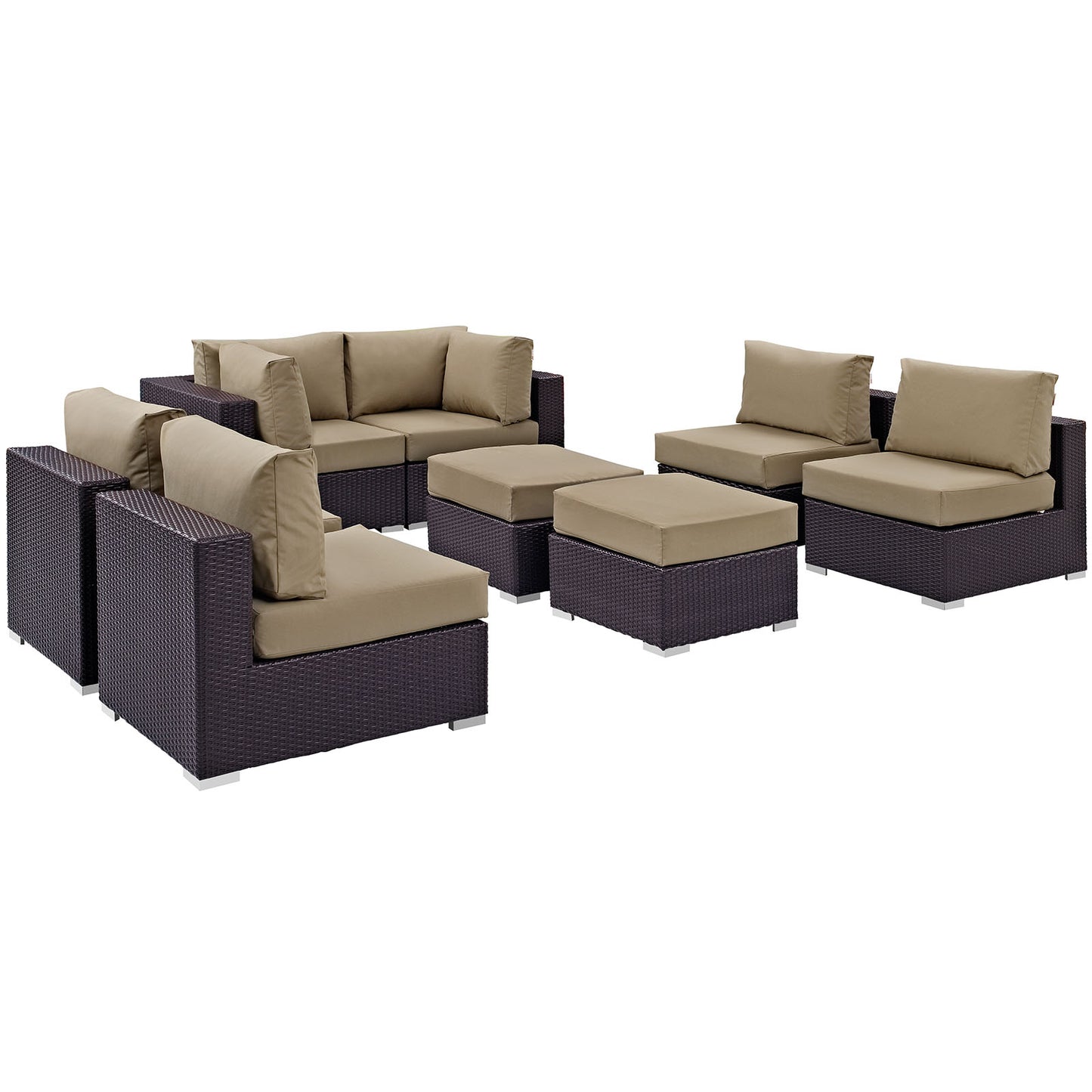 Modway - Convene 8 Piece Outdoor Patio Sectional Set by Modway  Outdoor Furniture Sofa Sectionals Brown - EEI-2204-EXP-MOC-SET