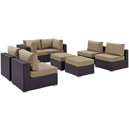 Modway - Convene 8 Piece Outdoor Patio Sectional Set by Modway  Outdoor Furniture Sofa Sectionals Brown - EEI-2204-EXP-MOC-SET