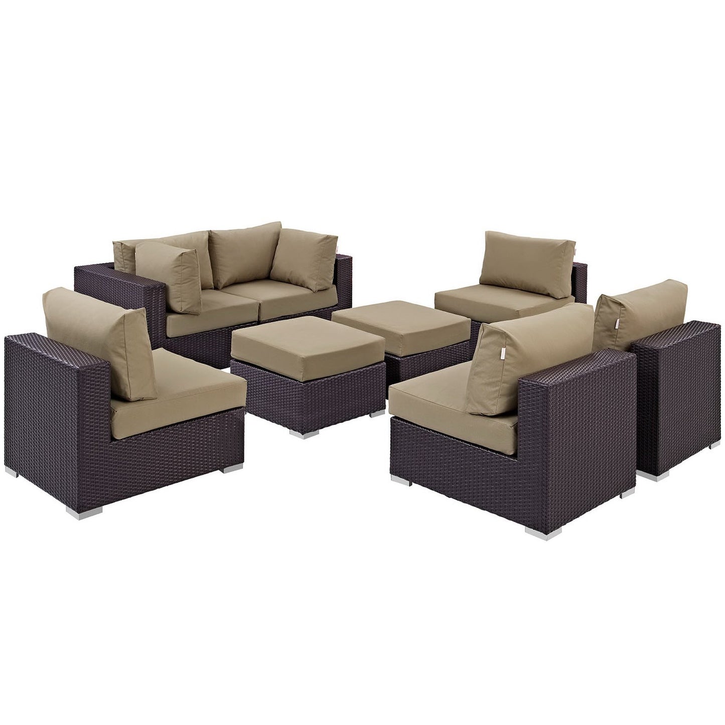 Modway - Convene 8 Piece Outdoor Patio Sectional Set by Modway  Outdoor Furniture Sofa Sectionals Brown - EEI-2204-EXP-MOC-SET