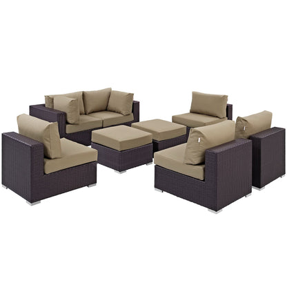 Modway - Convene 8 Piece Outdoor Patio Sectional Set by Modway  Outdoor Furniture Sofa Sectionals Brown - EEI-2204-EXP-MOC-SET
