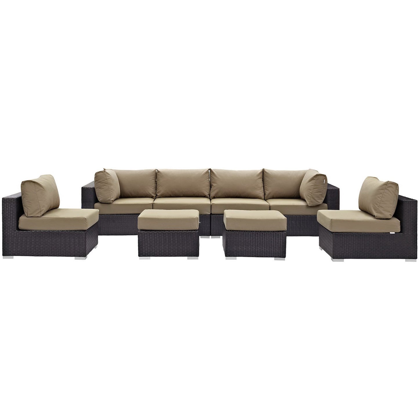 Modway - Convene 8 Piece Outdoor Patio Sectional Set by Modway  Outdoor Furniture Sofa Sectionals Brown - EEI-2204-EXP-MOC-SET