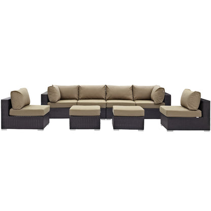 Modway - Convene 8 Piece Outdoor Patio Sectional Set by Modway  Outdoor Furniture Sofa Sectionals Brown - EEI-2204-EXP-MOC-SET