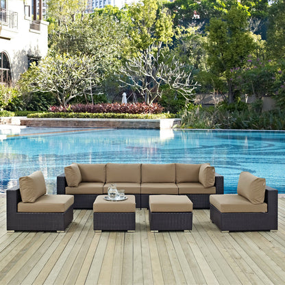 Modway - Convene 8 Piece Outdoor Patio Sectional Set by Modway  Outdoor Furniture Sofa Sectionals Brown - EEI-2204-EXP-MOC-SET