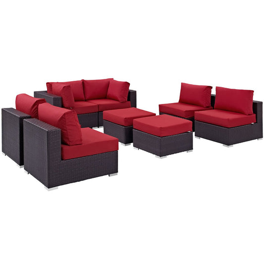 Modway Outlet Convene 8 Piece Outdoor Patio Sectional Set by Modway  Outdoor Furniture Furniture Espresso Red - EEI-2204-EXP-RED-SET