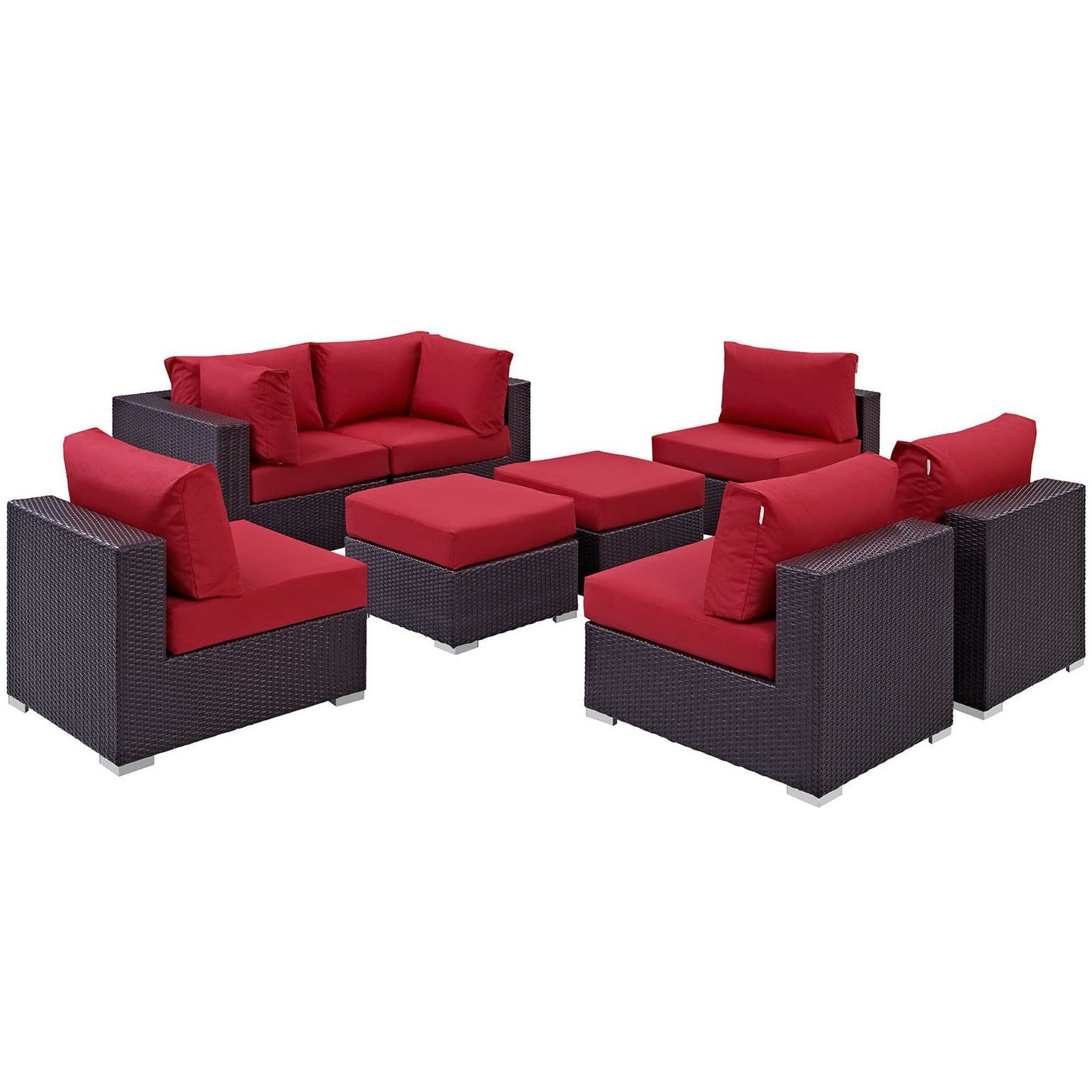 Modway Outlet Convene 8 Piece Outdoor Patio Sectional Set by Modway  Outdoor Furniture Furniture Espresso Red - EEI-2204-EXP-RED-SET
