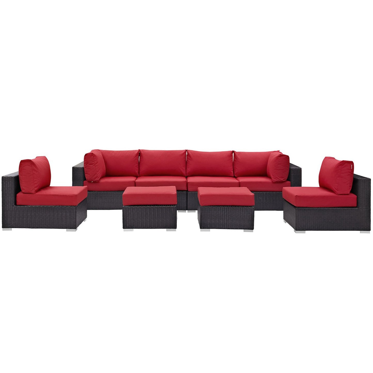 Modway Outlet Convene 8 Piece Outdoor Patio Sectional Set by Modway  Outdoor Furniture Furniture Espresso Red - EEI-2204-EXP-RED-SET