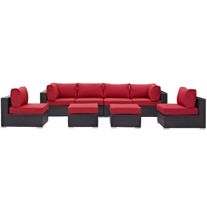 Modway Outlet Convene 8 Piece Outdoor Patio Sectional Set by Modway  Outdoor Furniture Furniture Espresso Red - EEI-2204-EXP-RED-SET