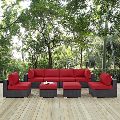 Modway Outlet Convene 8 Piece Outdoor Patio Sectional Set by Modway  Outdoor Furniture Furniture Espresso Red - EEI-2204-EXP-RED-SET