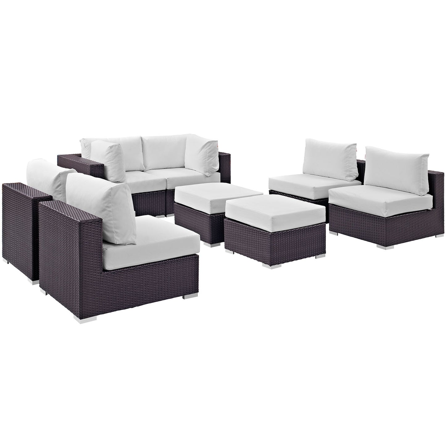 Modway - Convene 8 Piece Outdoor Patio Sectional Set by Modway  Outdoor Furniture Sofa Sectionals White - EEI-2204-EXP-WHI-SET