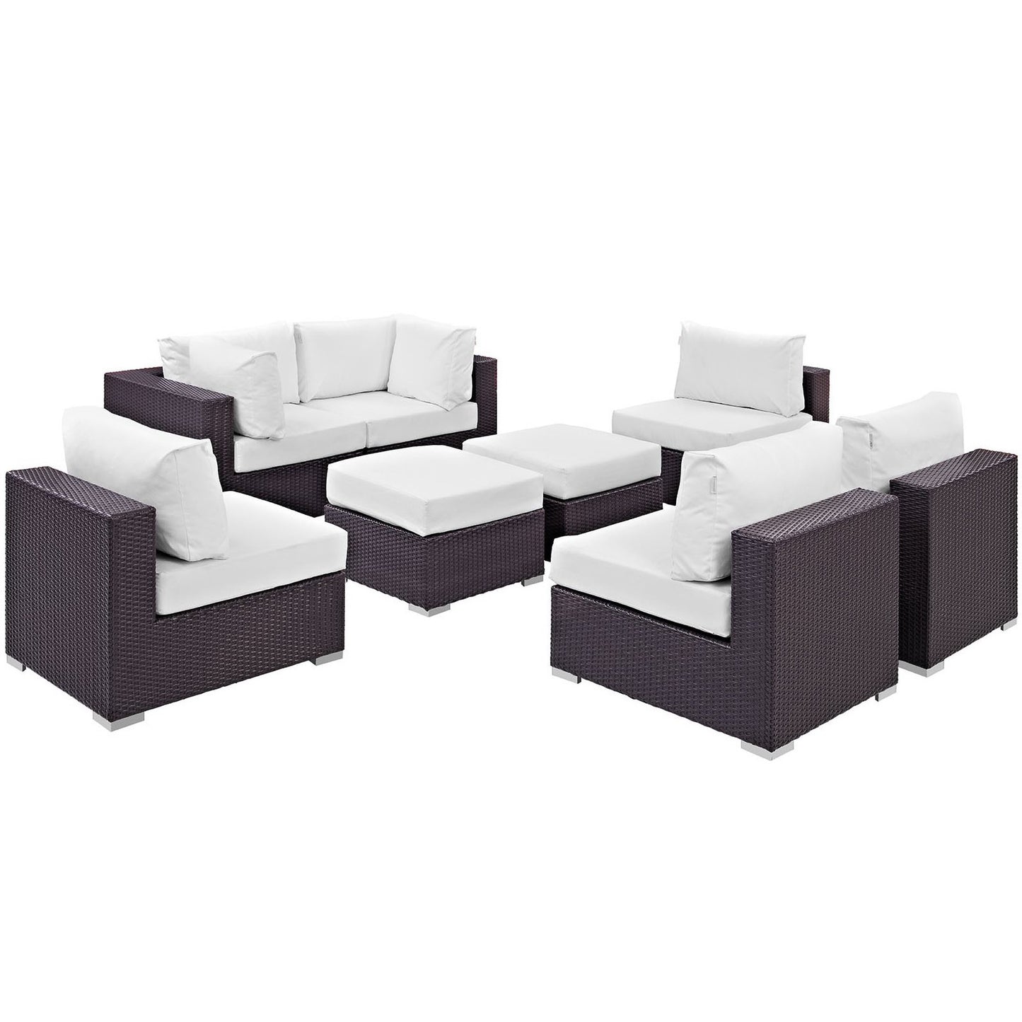 Modway - Convene 8 Piece Outdoor Patio Sectional Set by Modway  Outdoor Furniture Sofa Sectionals White - EEI-2204-EXP-WHI-SET