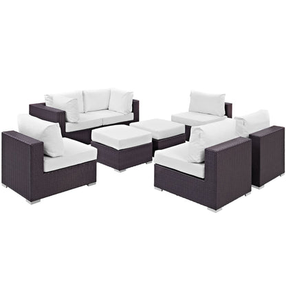 Modway - Convene 8 Piece Outdoor Patio Sectional Set by Modway  Outdoor Furniture Sofa Sectionals White - EEI-2204-EXP-WHI-SET