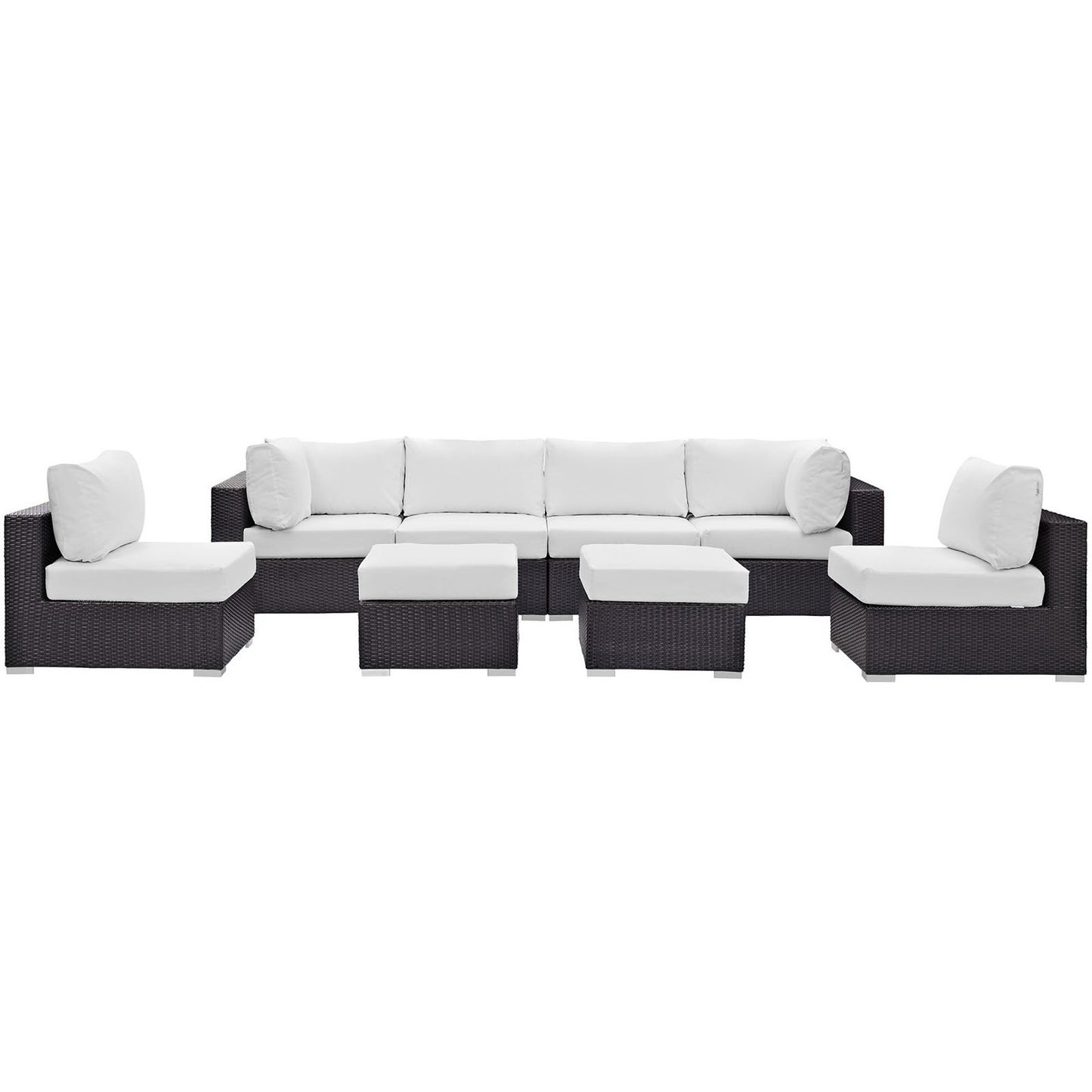 Modway - Convene 8 Piece Outdoor Patio Sectional Set by Modway  Outdoor Furniture Sofa Sectionals White - EEI-2204-EXP-WHI-SET