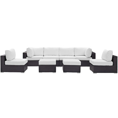 Modway - Convene 8 Piece Outdoor Patio Sectional Set by Modway  Outdoor Furniture Sofa Sectionals White - EEI-2204-EXP-WHI-SET