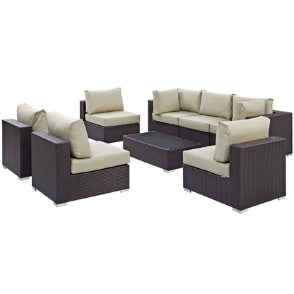 Modway - Convene 8 Piece Outdoor Patio Sectional Set by Modway  Outdoor Furniture Sofa Sectionals Brown - EEI-2205-EXP-BEI-SET