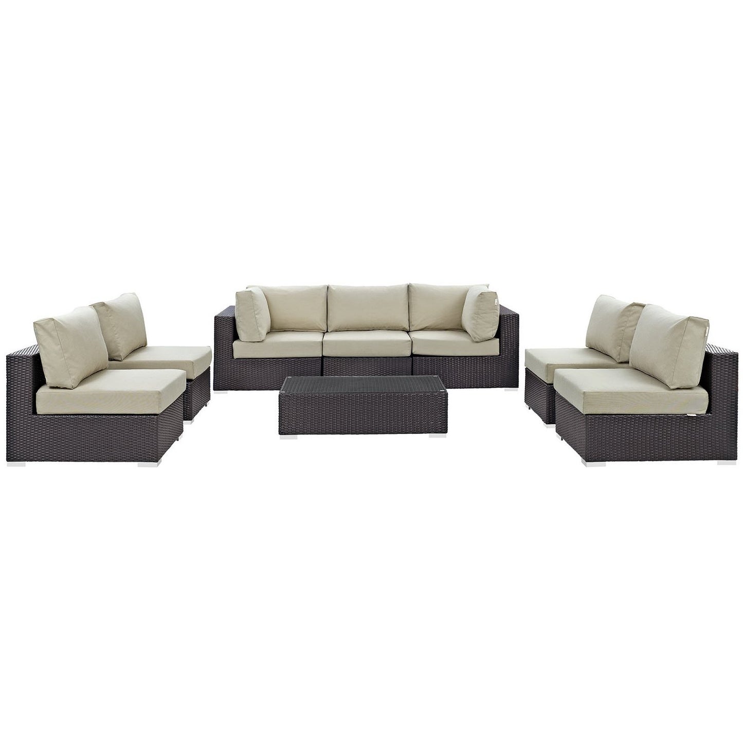 Modway - Convene 8 Piece Outdoor Patio Sectional Set by Modway  Outdoor Furniture Sofa Sectionals Brown - EEI-2205-EXP-BEI-SET