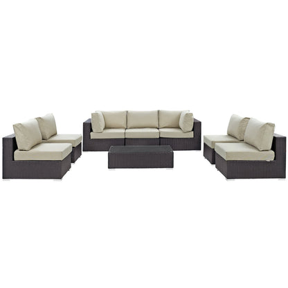 Modway - Convene 8 Piece Outdoor Patio Sectional Set by Modway  Outdoor Furniture Sofa Sectionals Brown - EEI-2205-EXP-BEI-SET