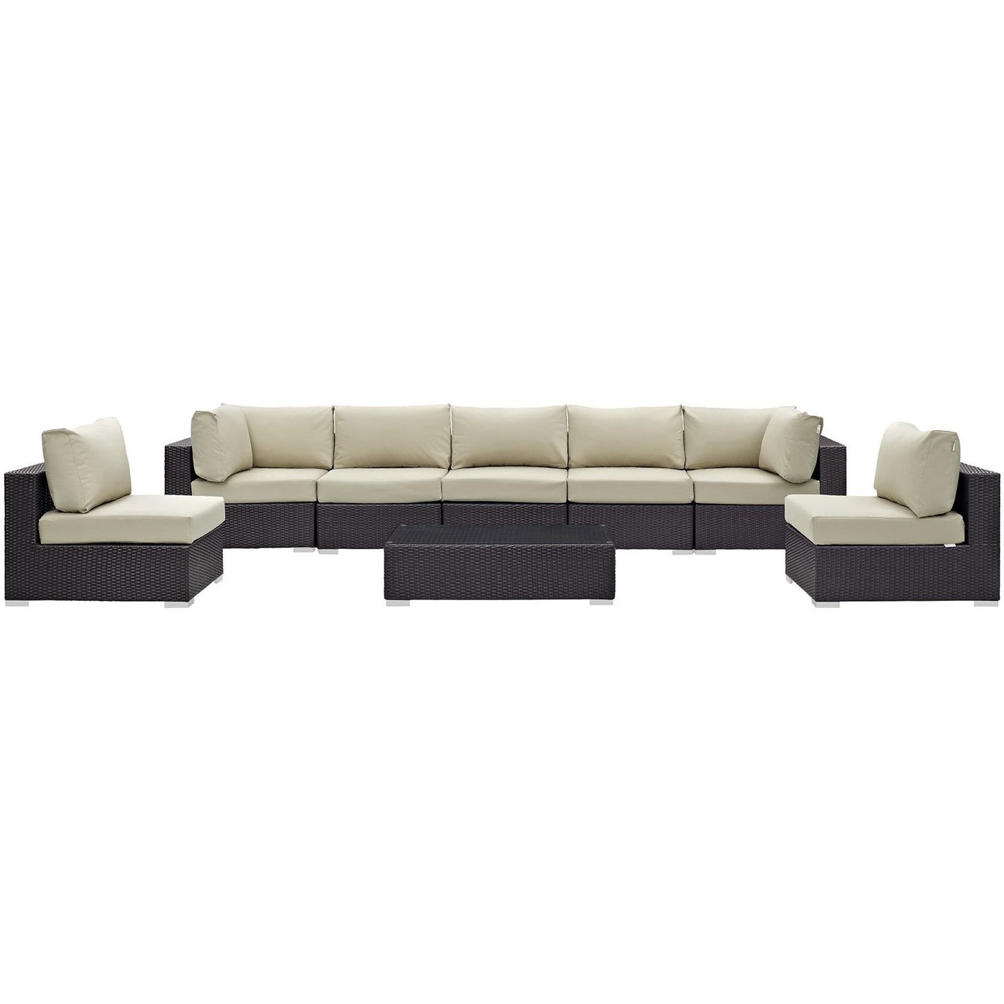 Modway - Convene 8 Piece Outdoor Patio Sectional Set by Modway  Outdoor Furniture Sofa Sectionals Brown - EEI-2205-EXP-BEI-SET