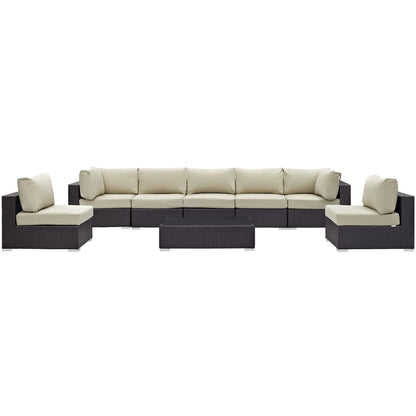 Modway - Convene 8 Piece Outdoor Patio Sectional Set by Modway  Outdoor Furniture Sofa Sectionals Brown - EEI-2205-EXP-BEI-SET