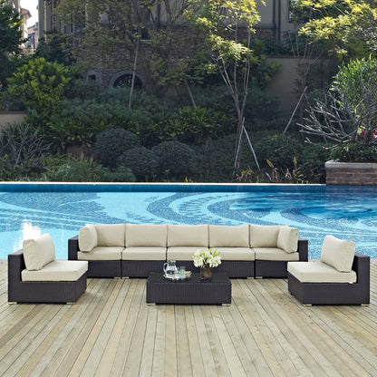 Modway - Convene 8 Piece Outdoor Patio Sectional Set by Modway  Outdoor Furniture Sofa Sectionals Brown - EEI-2205-EXP-BEI-SET