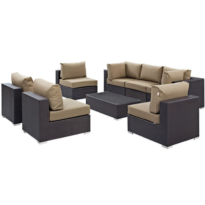 Modway - Convene 8 Piece Outdoor Patio Sectional Set by Modway  Outdoor Furniture Sofa Sectionals Brown - EEI-2205-EXP-MOC-SET