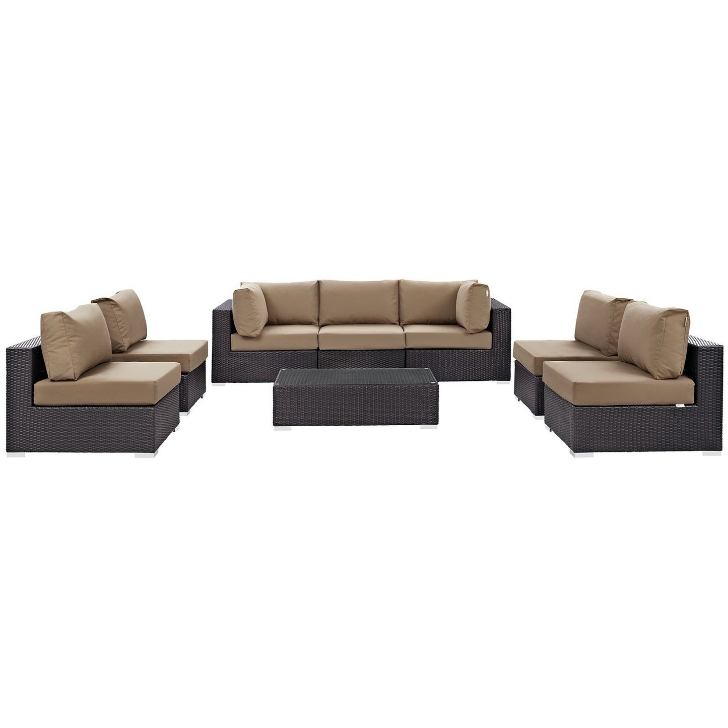 Modway - Convene 8 Piece Outdoor Patio Sectional Set by Modway  Outdoor Furniture Sofa Sectionals Brown - EEI-2205-EXP-MOC-SET