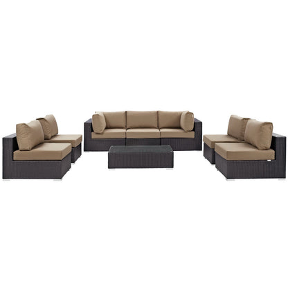 Modway - Convene 8 Piece Outdoor Patio Sectional Set by Modway  Outdoor Furniture Sofa Sectionals Brown - EEI-2205-EXP-MOC-SET