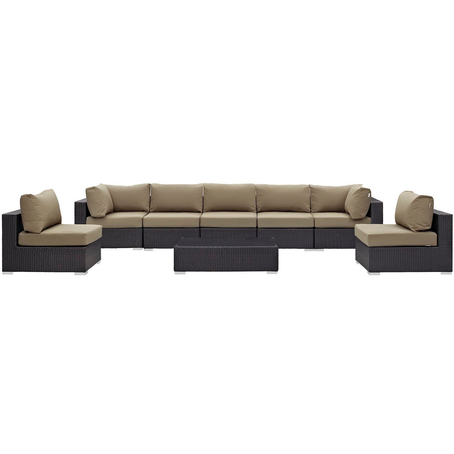 Modway - Convene 8 Piece Outdoor Patio Sectional Set by Modway  Outdoor Furniture Sofa Sectionals Brown - EEI-2205-EXP-MOC-SET