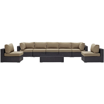 Modway - Convene 8 Piece Outdoor Patio Sectional Set by Modway  Outdoor Furniture Sofa Sectionals Brown - EEI-2205-EXP-MOC-SET
