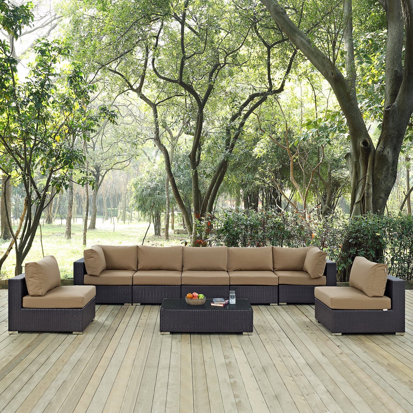 Modway - Convene 8 Piece Outdoor Patio Sectional Set by Modway  Outdoor Furniture Sofa Sectionals Brown - EEI-2205-EXP-MOC-SET