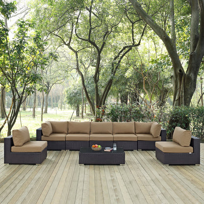 Modway - Convene 8 Piece Outdoor Patio Sectional Set by Modway  Outdoor Furniture Sofa Sectionals Brown - EEI-2205-EXP-MOC-SET