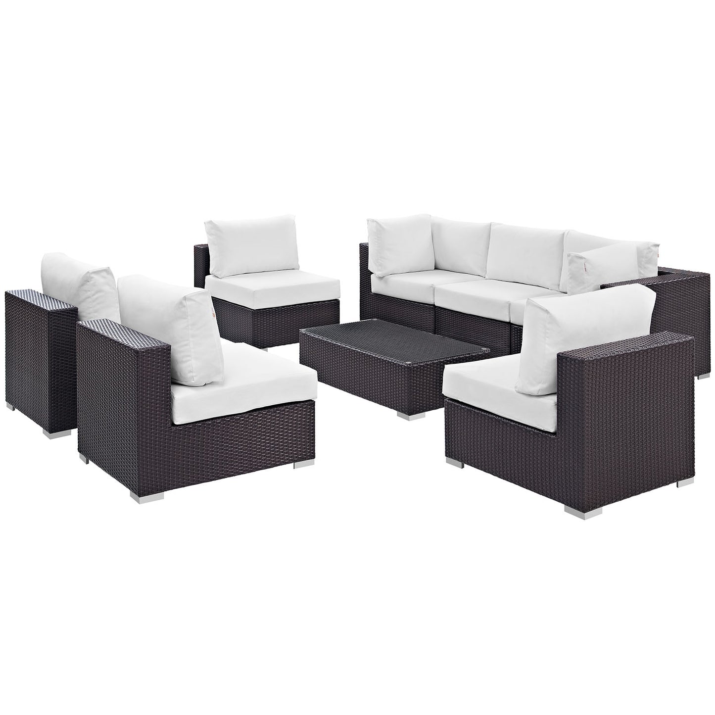 Modway - Convene 8 Piece Outdoor Patio Sectional Set by Modway  Outdoor Furniture Sofa Sectionals White - EEI-2205-EXP-WHI-SET