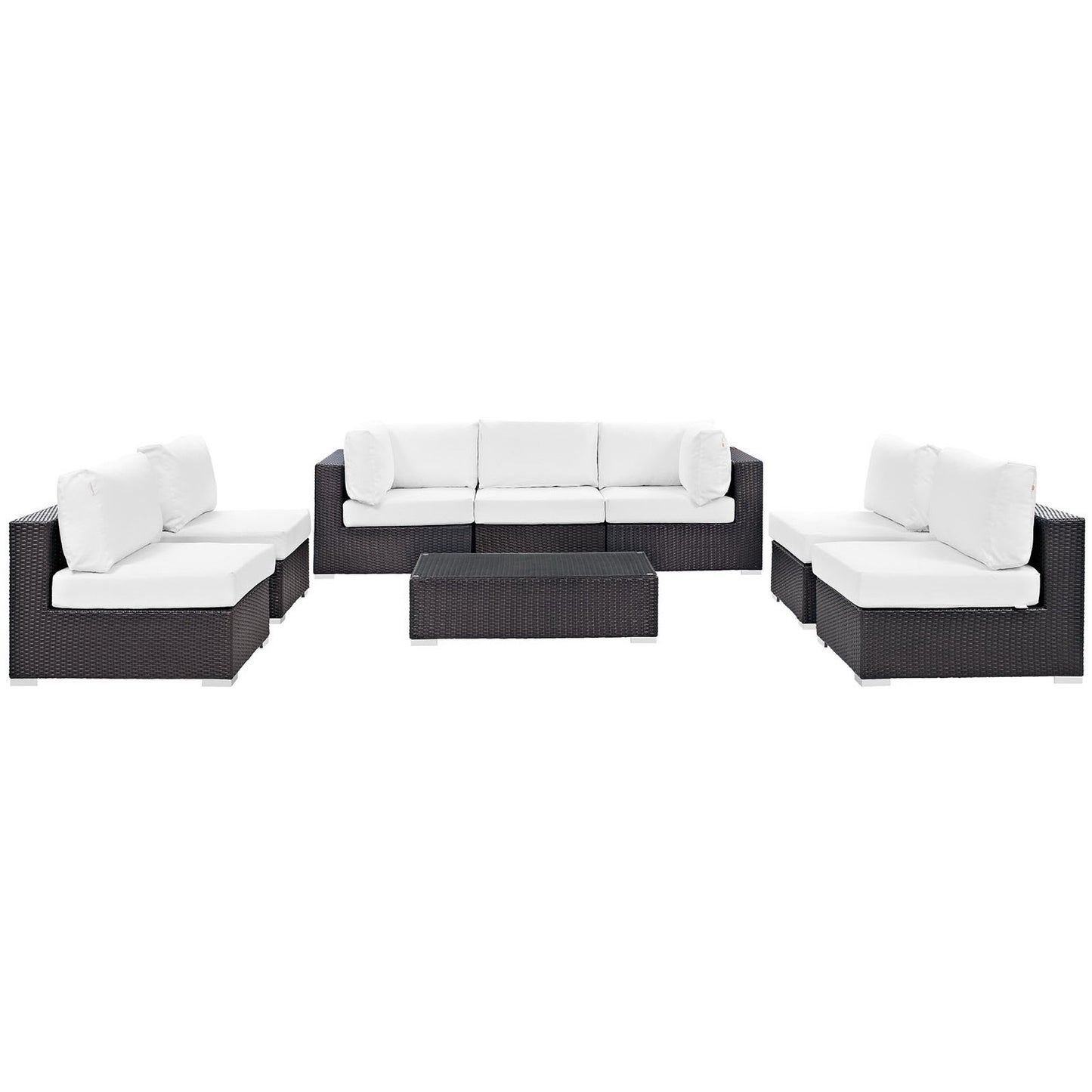 Modway - Convene 8 Piece Outdoor Patio Sectional Set by Modway  Outdoor Furniture Sofa Sectionals White - EEI-2205-EXP-WHI-SET