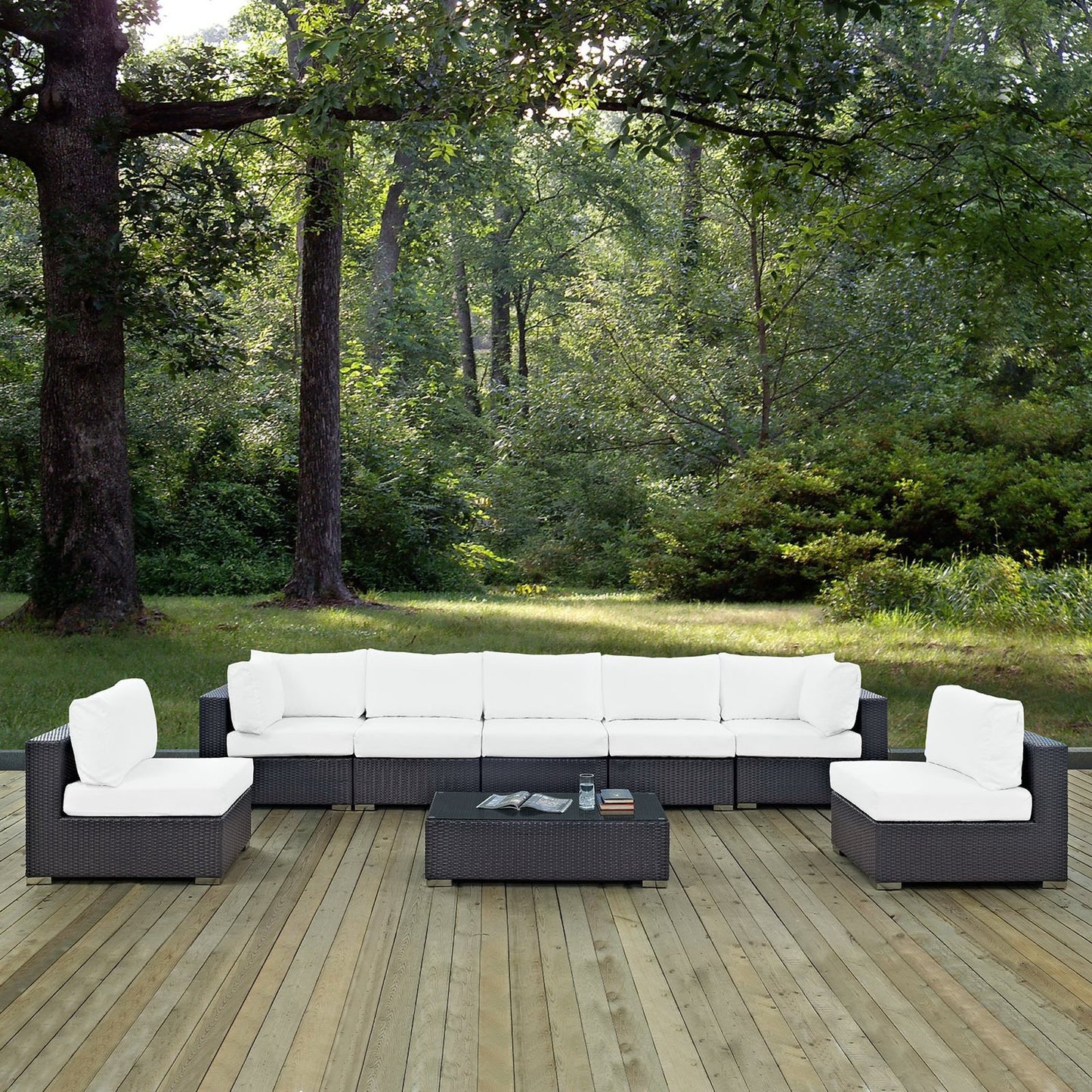 Modway - Convene 8 Piece Outdoor Patio Sectional Set by Modway  Outdoor Furniture Sofa Sectionals White - EEI-2205-EXP-WHI-SET