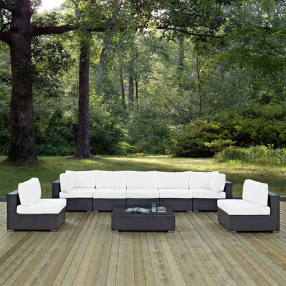 Modway - Convene 8 Piece Outdoor Patio Sectional Set by Modway  Outdoor Furniture Sofa Sectionals White - EEI-2205-EXP-WHI-SET