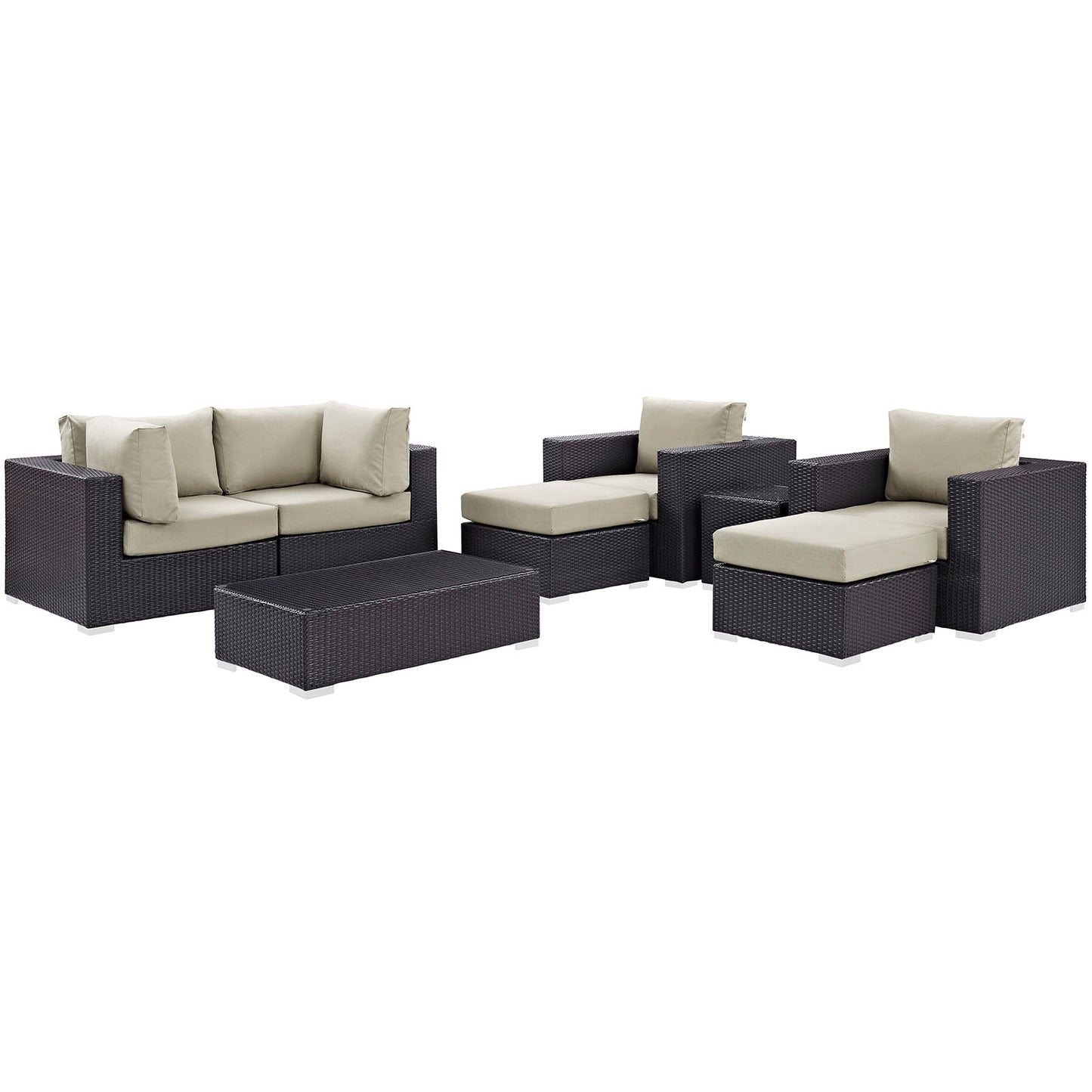 Modway - Convene 8 Piece Outdoor Patio Sectional Set by Modway  Outdoor Furniture Sofa Sectionals Brown - EEI-2206-EXP-BEI-SET