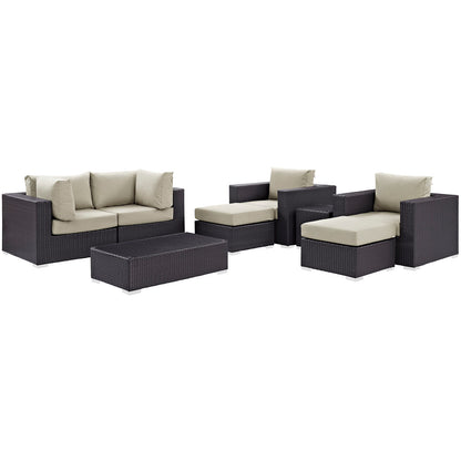 Modway - Convene 8 Piece Outdoor Patio Sectional Set by Modway  Outdoor Furniture Sofa Sectionals Brown - EEI-2206-EXP-BEI-SET