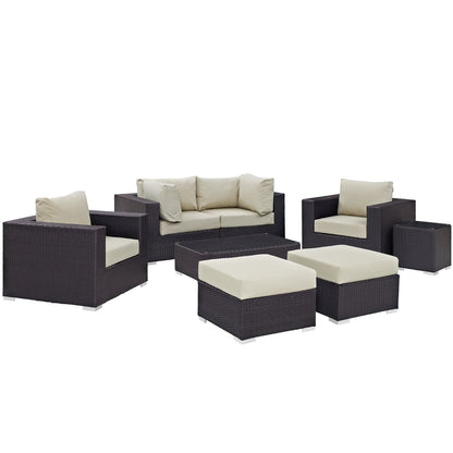 Modway - Convene 8 Piece Outdoor Patio Sectional Set by Modway  Outdoor Furniture Sofa Sectionals Brown - EEI-2206-EXP-BEI-SET